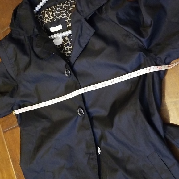 Capelli Womens Black With Leopard Print Lining Longsleeve Button Up Raincoat - Picture 14 of 16